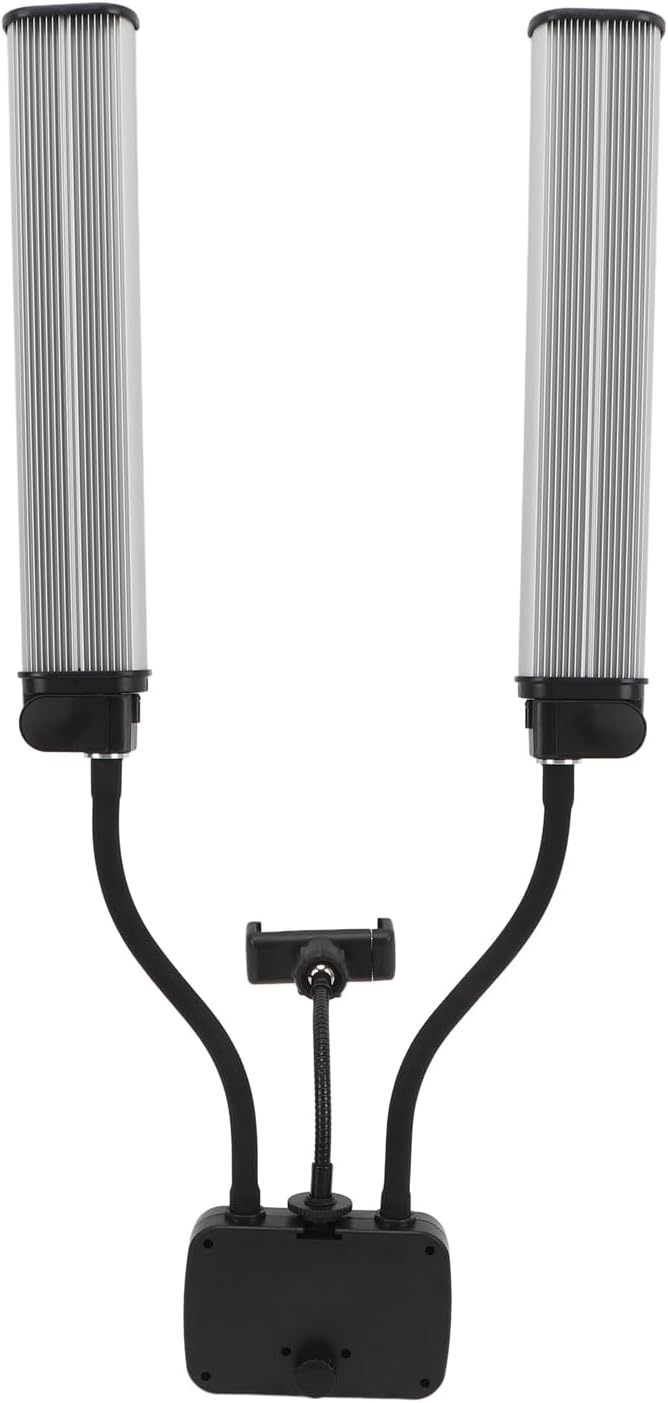 Double Arms LED Video Light, Adjustable Color Temperature 45W 3000K to 6500K USB Flexible Double Arms LED Fill Light with Phone Holder
