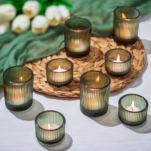 Glasseam Teelichtgläser Grün Teelichthalter Glas: 8er Set...