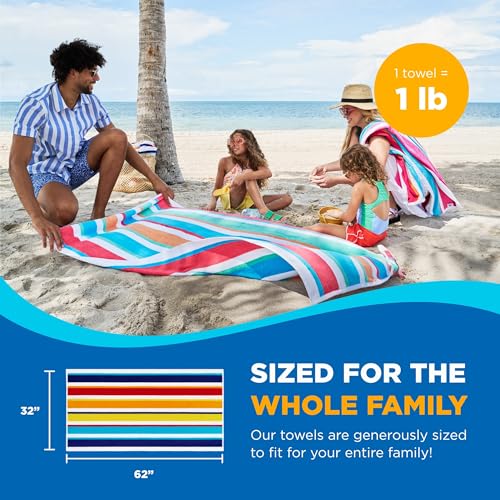 Ben Kaufman Sales Co 104575-4PK Kaufman - Joey Velour Colored Classic Multi-Color Stripe Beach & Pool Towel thumb #4