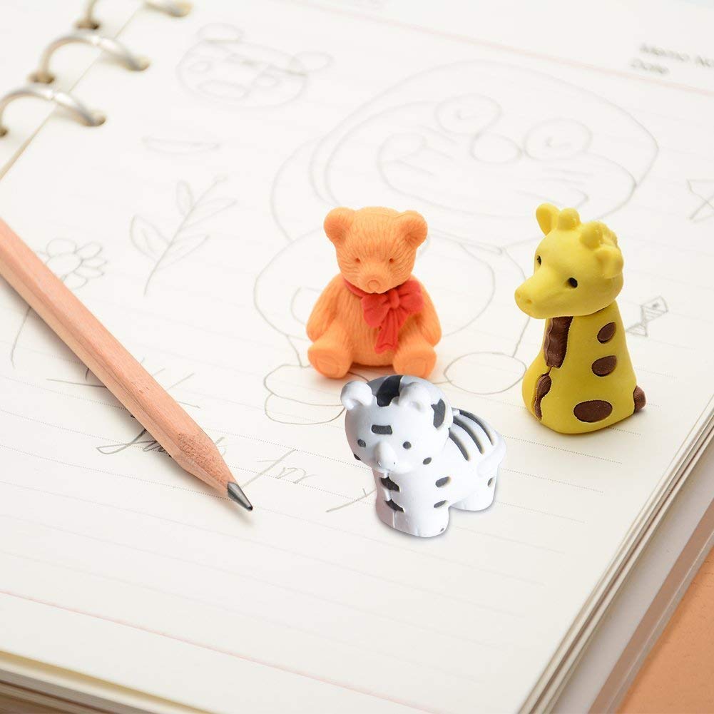 Set da 30 pezzi, collezione di adorabili gomme per matita a forma di animali dello zoo, regalo per bambini e per San Valentino