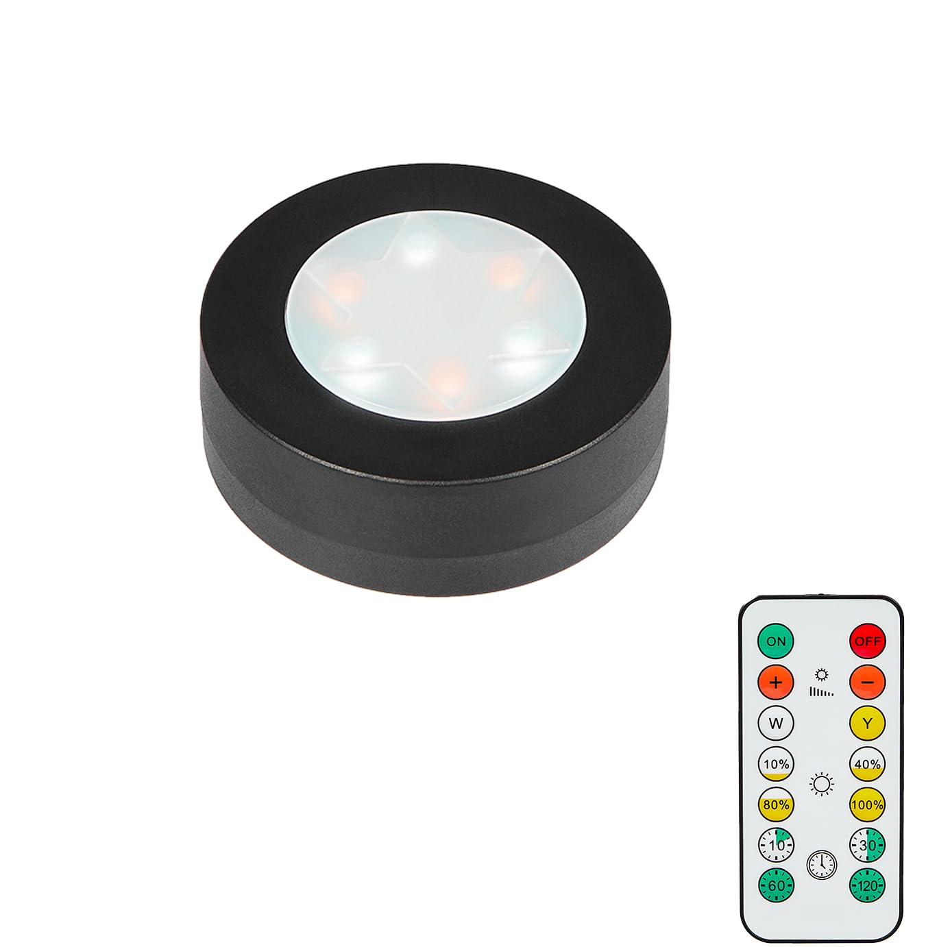 Moujuchi Black-4 Pcs Under Cabinet Kitchen Lights, 1 Pack Wardrobe Lights Battery Operated Wall Lights With Remote Control Brightness Dimmable For Wall Closet Cabinet Stairs Drawer Counter