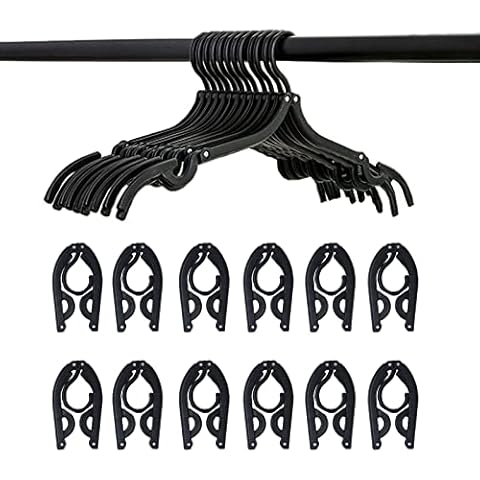 12 Pcs Black Travel Hangers - Portable Folding Clothes Hangers Travel Accessories Foldable Clothes Drying Rack for Travel Cover