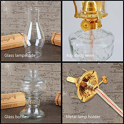 Kerosene Oil Lamp,1 Vintage Kerosene Lamp,1 Tweezers And 2 Wicks,Glass Hurricane Lantern For Indoor Lighting Decoration Outdoor Camping Use (Clear) #TOP3
