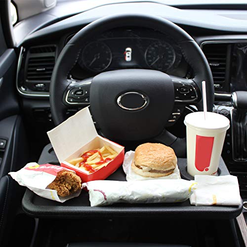BYGD Mesa para el Volante del Coche, Bandeja Multifuncional portátil para el Volante del Coche con portavasos, diseñada para Comida, iPad y Ordenador portátil, se Adapta a la mayoría de los vehículos - imagen 2
