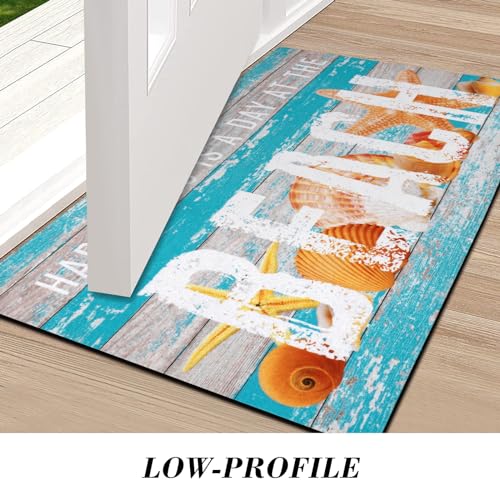 ASPMIZ Summer Welcome Beach Door Mat, Ocean Wood Front Doormats Home Entrance, Non Slip Doormat Rug with Rubber Backing, Absorbent Sea Areas Mats Low Profile Outside Patio Indoor Outdoor, 18" x 30" - Image 7