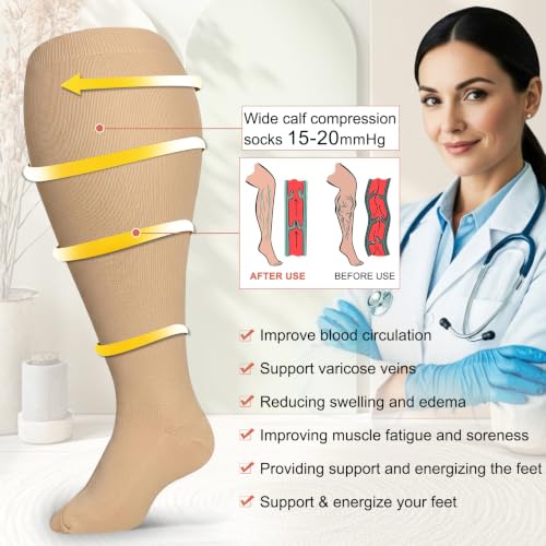 Image of Graduated Copper Compression Socks for Women Men Circulation 20-30mmhg-Best Support for Running,Nursing,Hiking