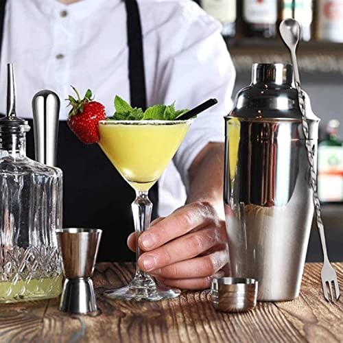 Kit de bartender con soporte, 15 piezas coctelera acero inoxidable miniatura 7