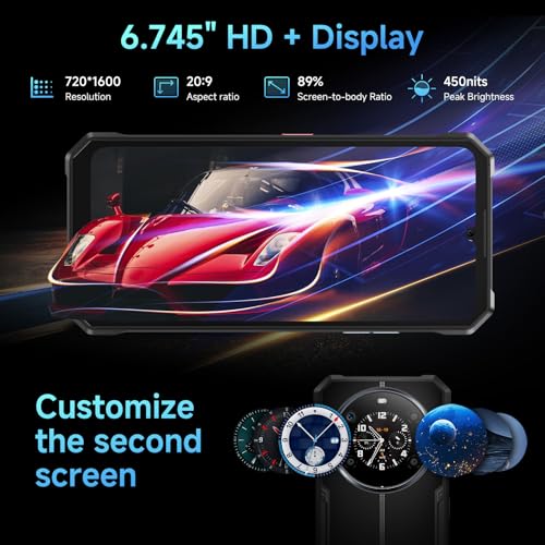 Image of FOSSIBOT F109 5G Rugged Phone Unlocked, 24GB+256GB /2TB,10600mAh Battery Waterproof Phones,Android 14 Rugged Cell Phone, 6.745 inch HD+ 1.32-inch IPS Smartphone,50MP+16MP+5MP Rugged Phone(2026 deep Blue)