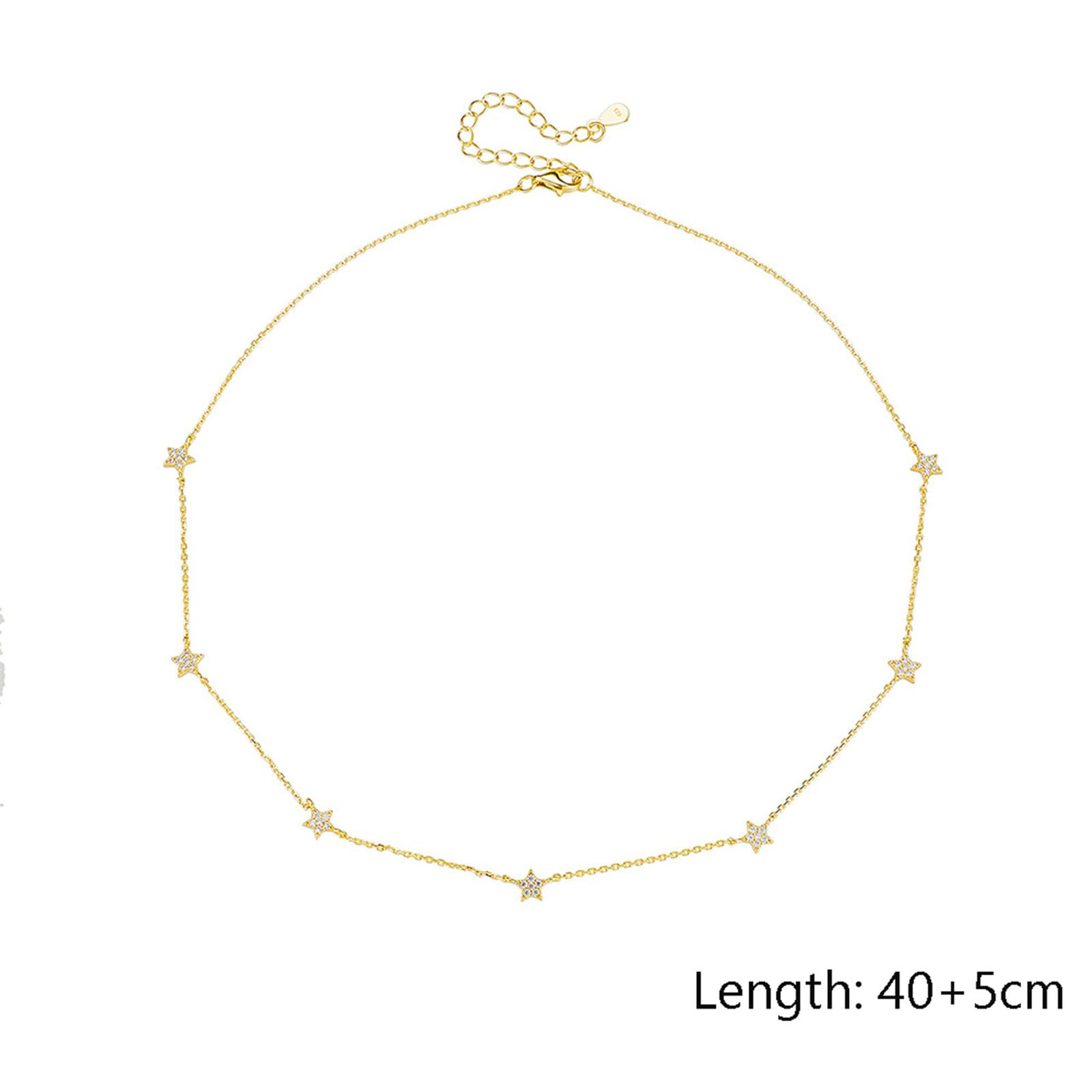 Collar de oro amarillo de 9/14/18 quilates, collares con colgante de estrella con moissanita, collares minimalistas de 38 + 5 cm