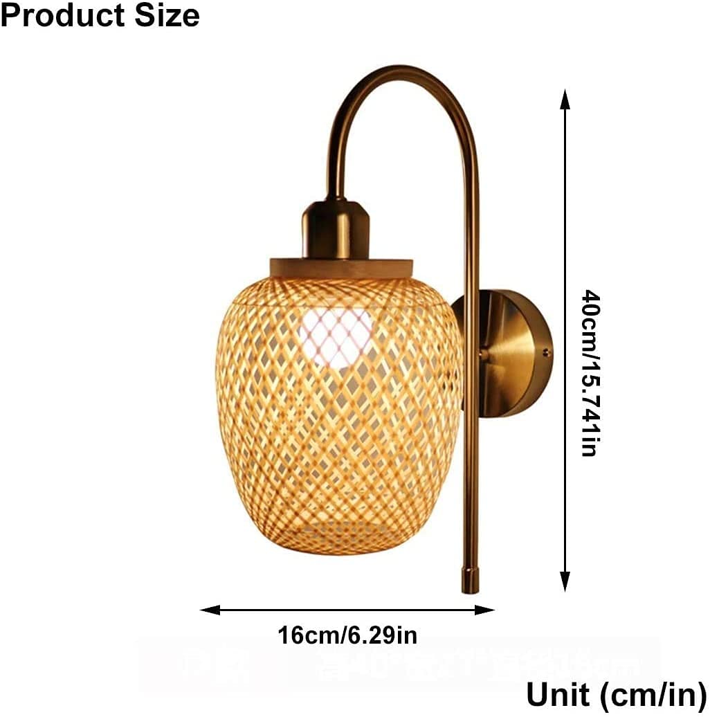 cutecool E27 Rustique Bricolage Applique Murale Lanterne en Osier Naturel Vintage Applique Murale en Rotin Bambou Bar Restaurant Appliques Lampe en Bambou, Marron…