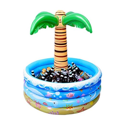 Toyvian 37 Inch Big Inflatable Palm Tree Cooler,Floating Pool Cooler for Beach Theme & Hawaiian Summer Swimming Party,Inflatable Bar Cooler for Adult Party Decorations
