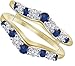 Purvika Jewels 2CT Round Cut Blue Sapphire & Diamond Double Row Engagement Wedding Wrap Enhancer Ring, 14K Yellow Gold Finish, 925 Sterling Silver (white, 4)