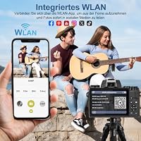 Digitalkamera 4K 64MP WiFi Digital Kamera Fotokamera mit 4.0" Touchscreen, Autofokus Kompaktkamera Fotoapparat Digitalkamera für Einsteiger mit 32G Karte,16X Digitalzoom,3000mAh Akku – Ansicht 4