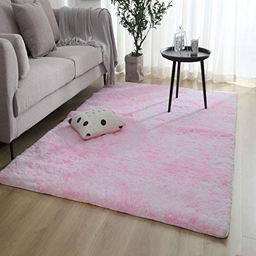 SatisInside Super Soft Bedroom Area Rugs Plush and Fluffy Carpet for Kids and Nursery 4 ft x 5 3/10 ft, Pink