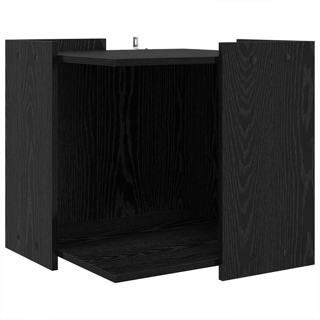 Katzenstreu Box Umzäunung Schwarz Eichen-Optik 53 x 53 x 51 cm,14.42kg,884069