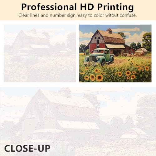 Rebotipy JJB Old Farm House Paint By Numbers For Adults Acrylic Red Barn Paint By Number Kits Blue Truck Paint thumb #2