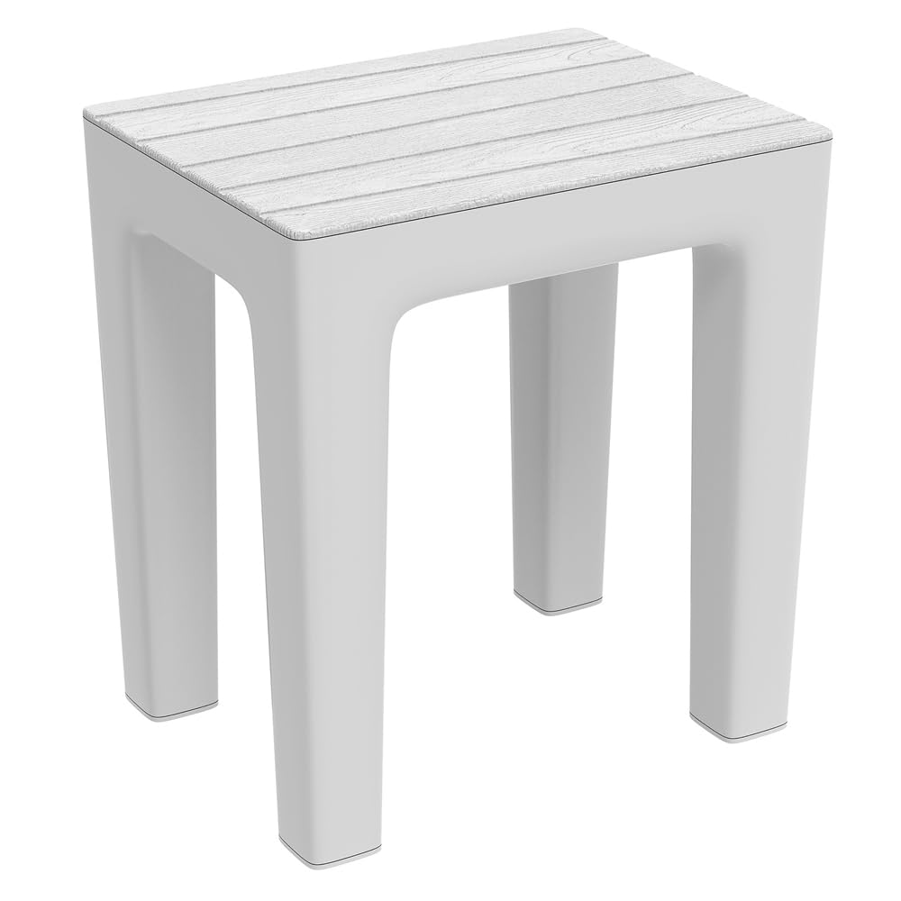 SGABELLO BAGNO WOODY MULTIUSO EFFETTO LEGNO L38xP29xH41,5cm VARI COLORI IN PP (Bianco)