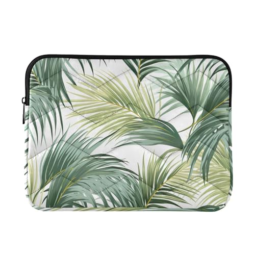 Funda para portátil 13-14 pulgadas con estampado hojas palmera blancas