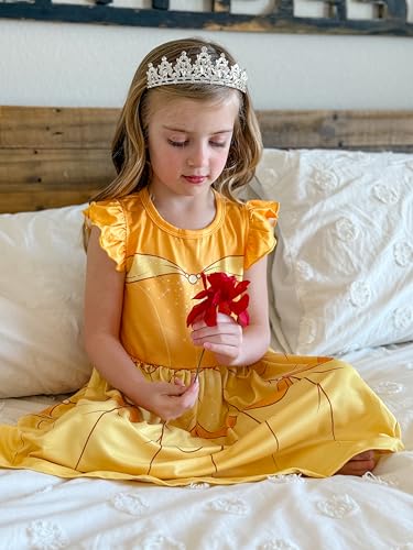 Image of Disney Frozen Elsa Princess Minnie Mouse Stitch Toddler Girl Dresses 2 Pack Short Ruffle Sleeve Costume Set Outfit 2-13 Years