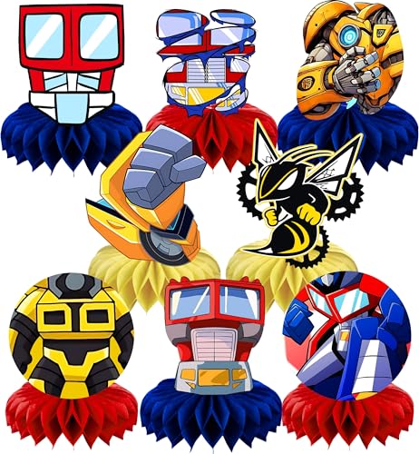 8Pcs Cartoon For Robot Honeycomb Table Centerpiece Birthday Party Supplies Table Decorations for Kids Party Decorations.