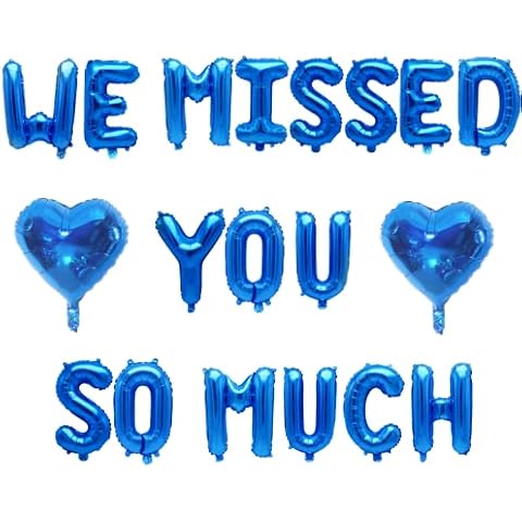 Pargleev We Missed You So Much Balloons with Star Hanging Foil Balloons Letter for High School College Grad Graduation Retirement Party Decorations Blue Cover