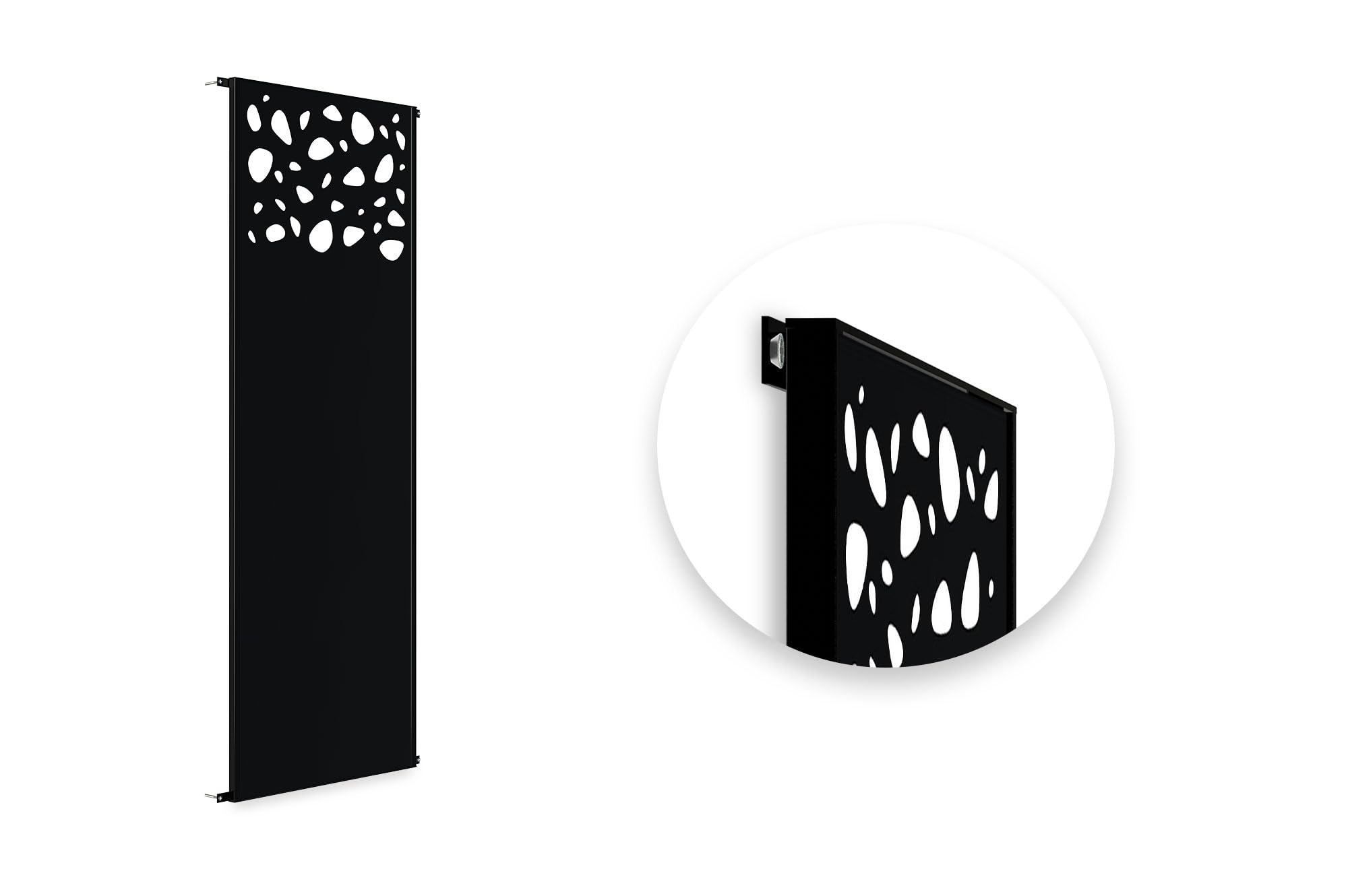 Casanoov Panneau Décoratif SUNNY 1,6x0,60m Acier Noir – Motif Galets Partie Haute Élégant et Moderne – Écran Intimité Extérieur Occultant Durable Installation Rapide Clôture Jardin Terrasse 160x60cm