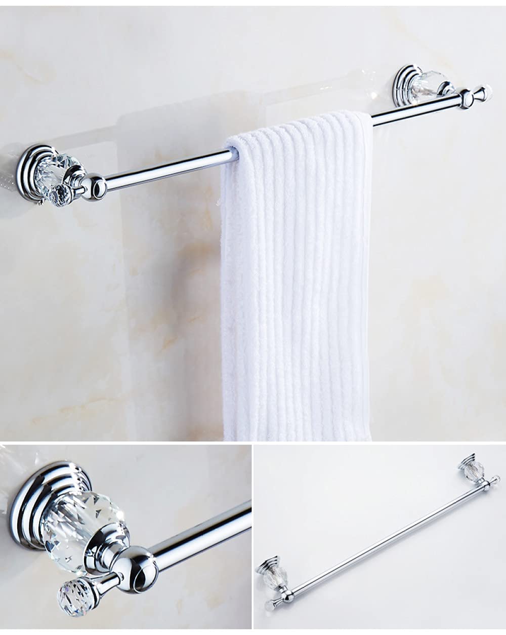 Juego de herrajes para baño, toallero de Cristal, Barra de Toalla cromada Plateada, Soporte para Cepillo de Inodoro, Gancho para Bata