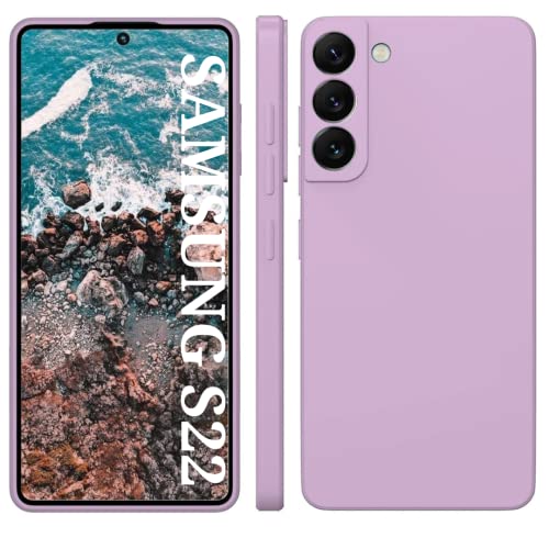 Image of DIZORO Liquid Silicone Case with Microfiber Cushioning Compatible for Samsung Galaxy S22 5G Shockproof Slim Back Cover, Gel Rubber Full Body Protection (Lilac)