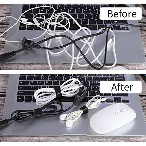 BALABALA 100 PCS 6 inch Reusable Fastening Cable Ties Cords Management Cable Organizer Cord Wrap Black - Thumbnail 5