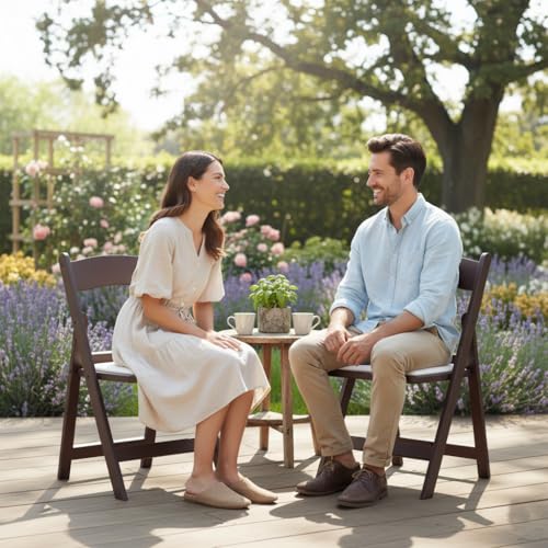 Image of BTEXPERT Resin Folding Chair Vinyl Padded Seat Indoor Outdoor Lightweight Set for Home Event Party Picnic Kitchen Dining Church School Weddings 30 Brown