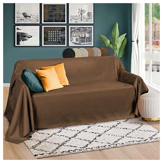 Beautissu Manta Romantica 210x280 cm en óptica de Piel de Ante en marrón Oscuro