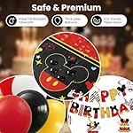 Cartoon Mouse Theme Birthday Decorations-1st Party Supplies Kit with Balloons, Tablecloths, Banner, Cake Topper, Circle Dots Party Garlands, Red Black Yellow Birthday Party Decor for Boy Girl Child - Image 4