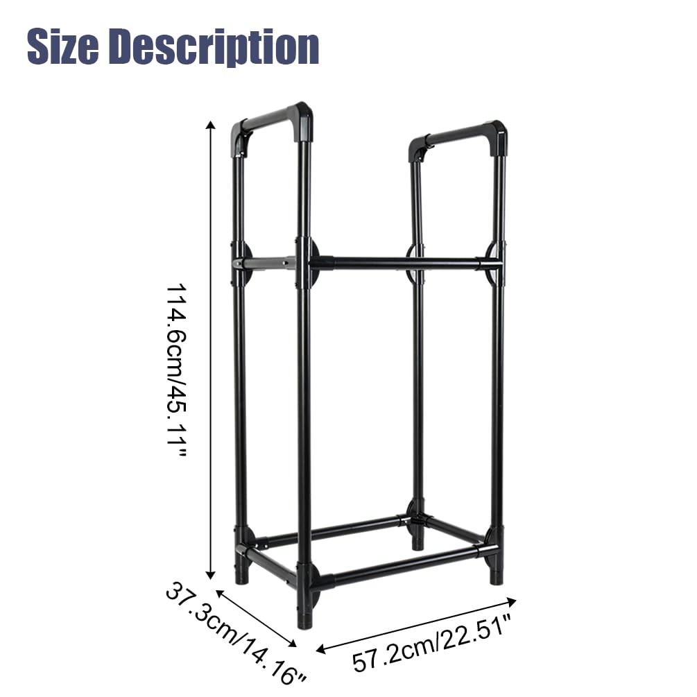 BAOYOUNI Supporto per 4 pneumatici o cerchioni, 2 livelli in acciaio, salvaspazio, per garage, cantina, officina, 57,2 x 37,3 x 114,6 cm, nero