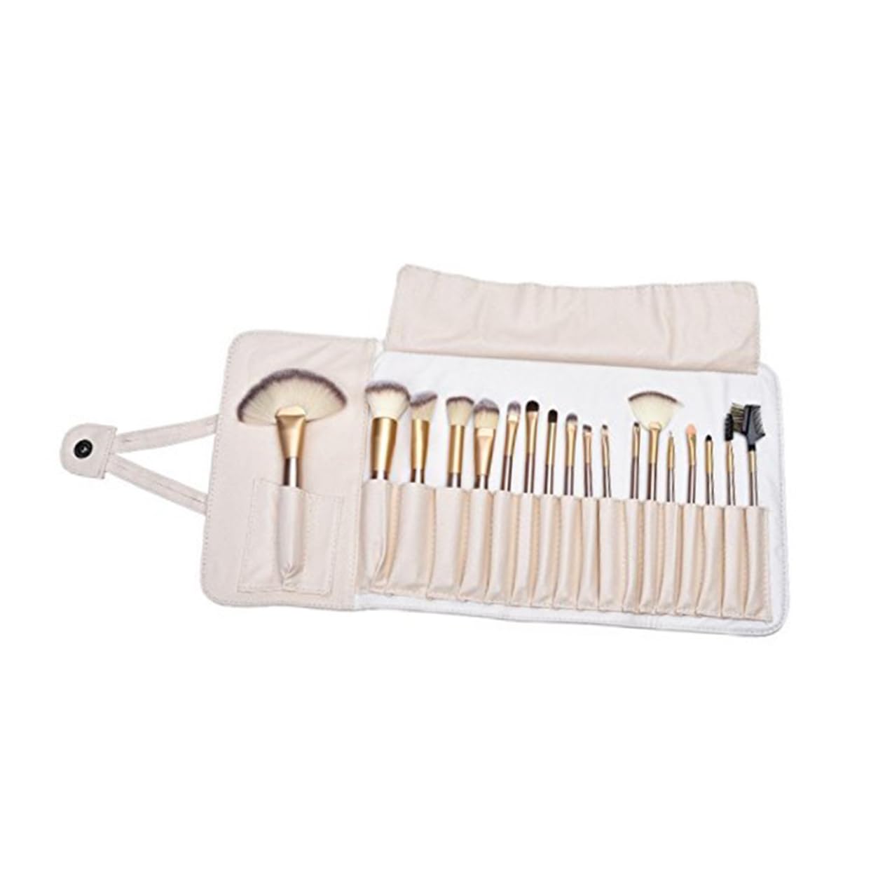 Set de Brochas de Maquillaje Profesional 24 Piezas con Mango de Madera | Pelo Sintético y Fibra Superfina, Estuche de Viaje de Pu, para Rostro, Base, Sombra y Cejas