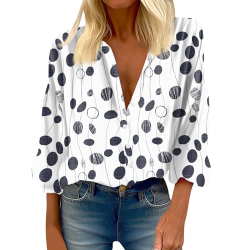 The Outfit Top Shirt Bluse Damen Festlich Festliche Blusen Damen Zur Hochzeit Krageneinsatz Maritime Kleidung Damen Blusen Damen Bluse Weiss Damen Langarm Tunika Damen Oberteile Blau 2XL