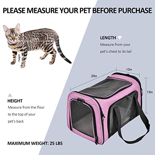 Image of Henkelion Large Cat Carriers Dog Carrier Pet Carrier for Large Cats Dogs Puppies up to 25Lbs, Big Dog Carrier Soft Sided, Collapsible Travel Puppy Carrier - Large - Pink