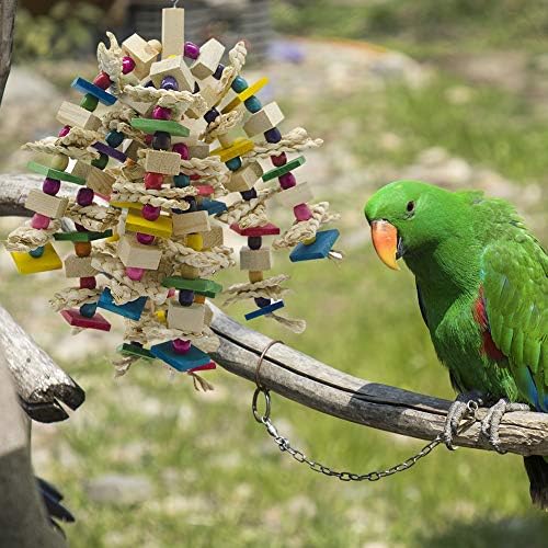 MQFORU Bird Toy Parrot Toy Made with Nature Wood, Parrot Toys for Large and Medium Birds, Best Toys for African Grey, Parakeets, Amazon Parrots, Finch, Budgie, Cockatiels, Conures ect