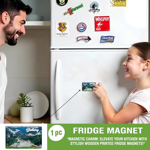 Image of Elegant Fridge Magnet with Themes |Rectangular Size Refrigerator Magnet with Magnetic Rubber Back | Pack of 1, 8.6cm X 5.4cm (Shillong)