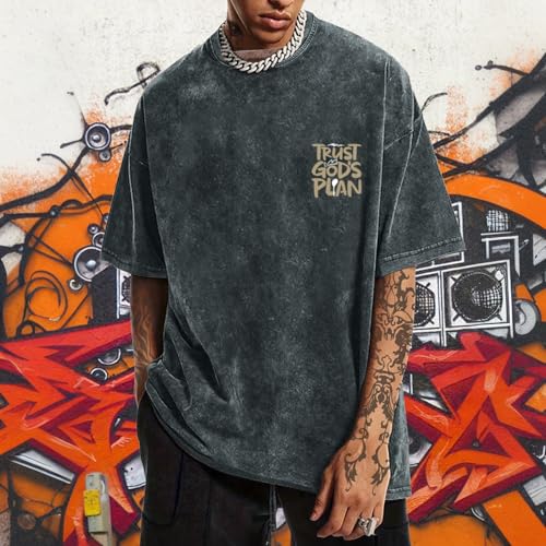 Image of BINTEHGS God Christian T Shirts for Men Jesus Faith Shirt Acid Wash Oversized Tees Bible Verse Graphic Vintage Tshirt