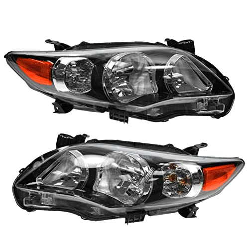 Image of TRQ Headlight Assembly Set TO2502204 TO2503204 Compatible with 2011-2013 Toyota Corolla