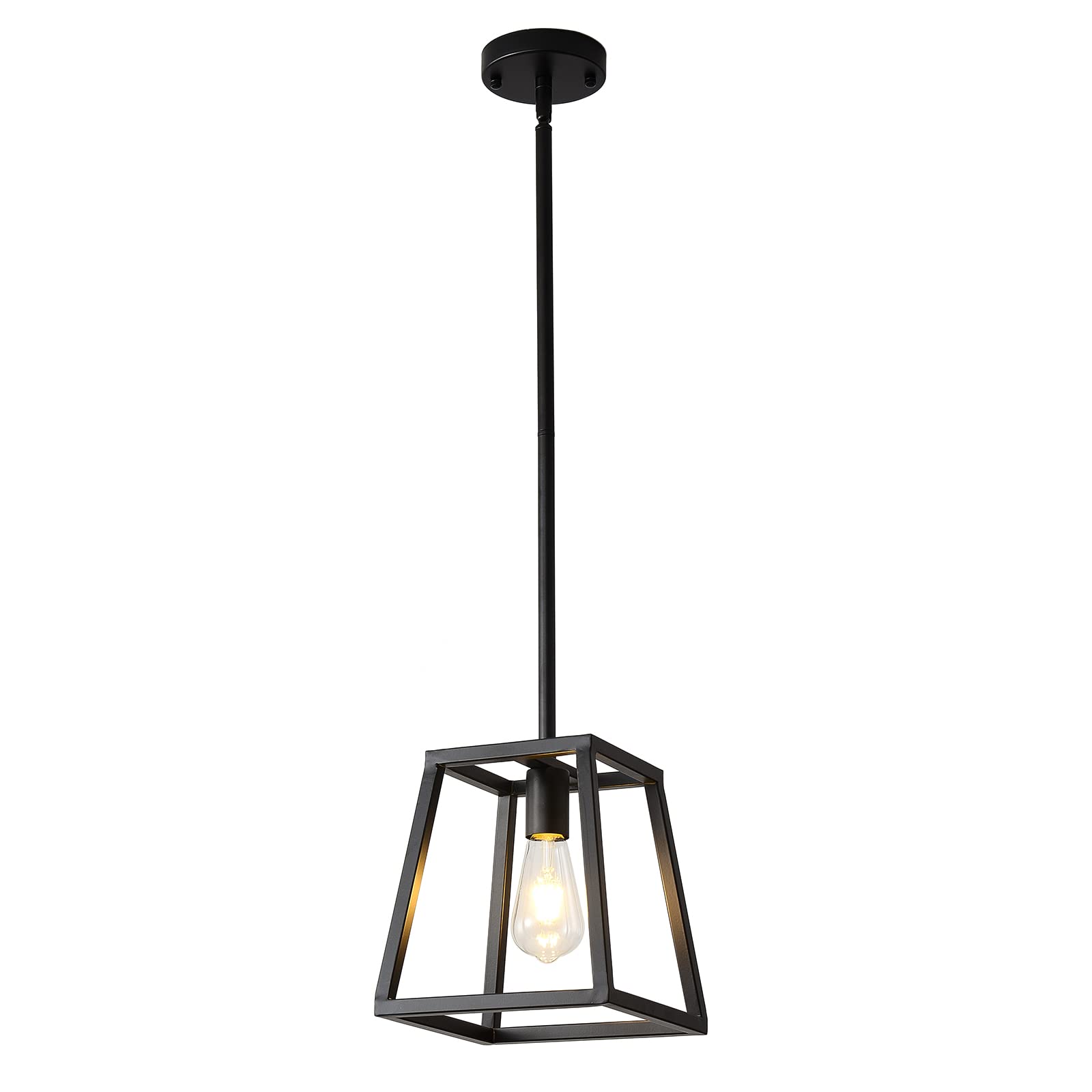 Lámpara colgante negra, mini candelabros rectangulares, iluminación colgante para isla de cocina, sala de estar, 1 luz colgante industrial para isla de cocina