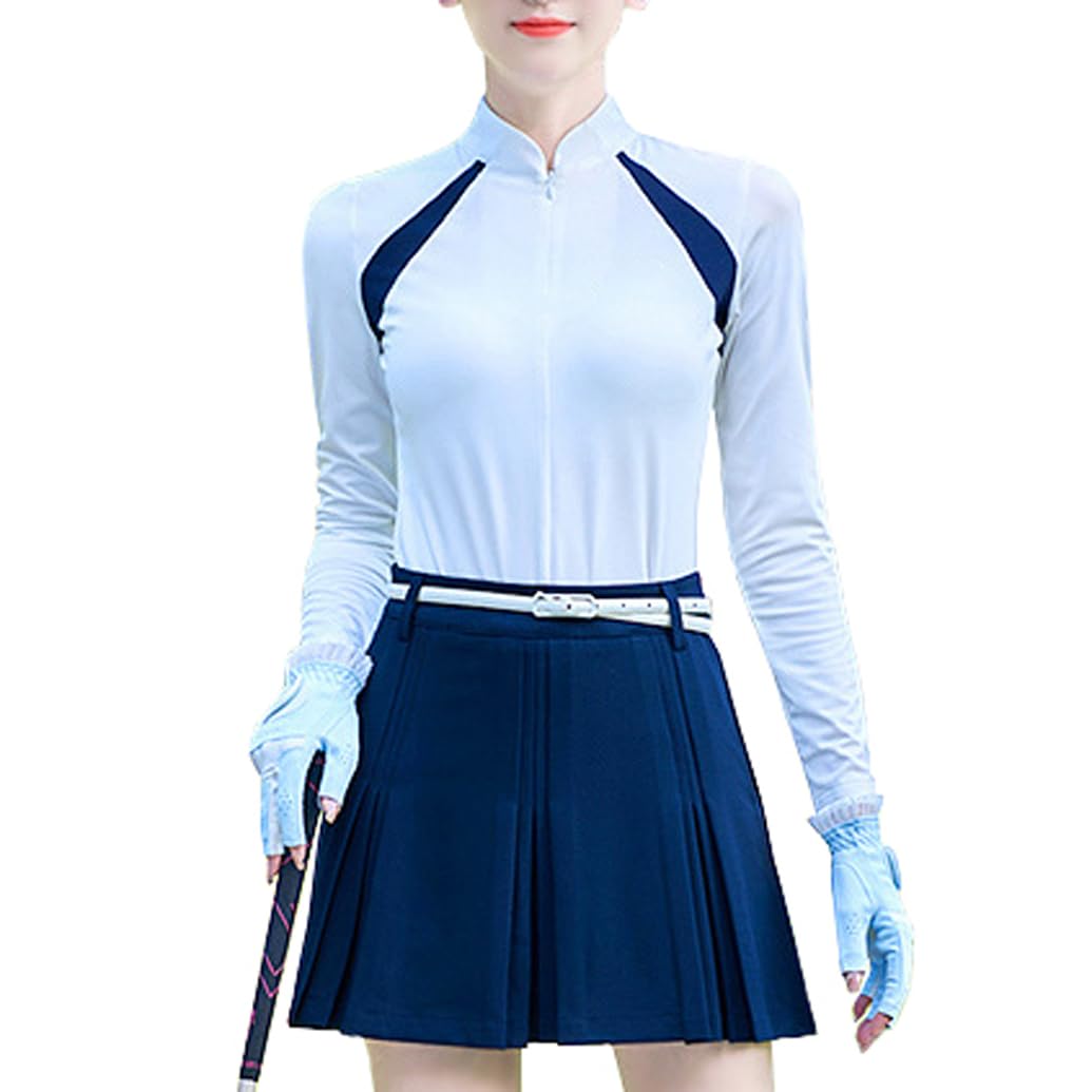 Chemise De Golf À Manches Longues pour Femmes Haut De Tennis À Séchage Rapide Polo Athlétique Élastique