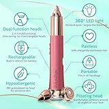 iMusthav 2 in 1 Eyebrow and Facial Hair Remover for Women Painless Electric Razor Epilator Trimmer Shaver with 18K Gold-Plated, USB Rechargeable, 360° LED for Flawless Eyebrow and Face Hair Removal - Image 3