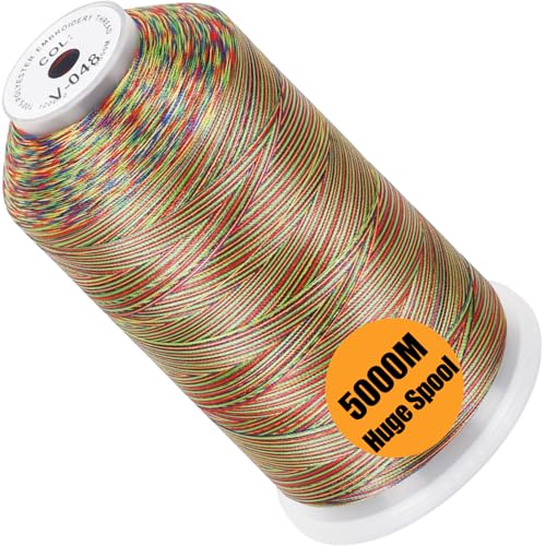 Image of New brothread - Single Huge Spool 5000M Each Polyester Embroidery Machine Thread 40WT for Commercial and Domestic Machines - Variegated Color