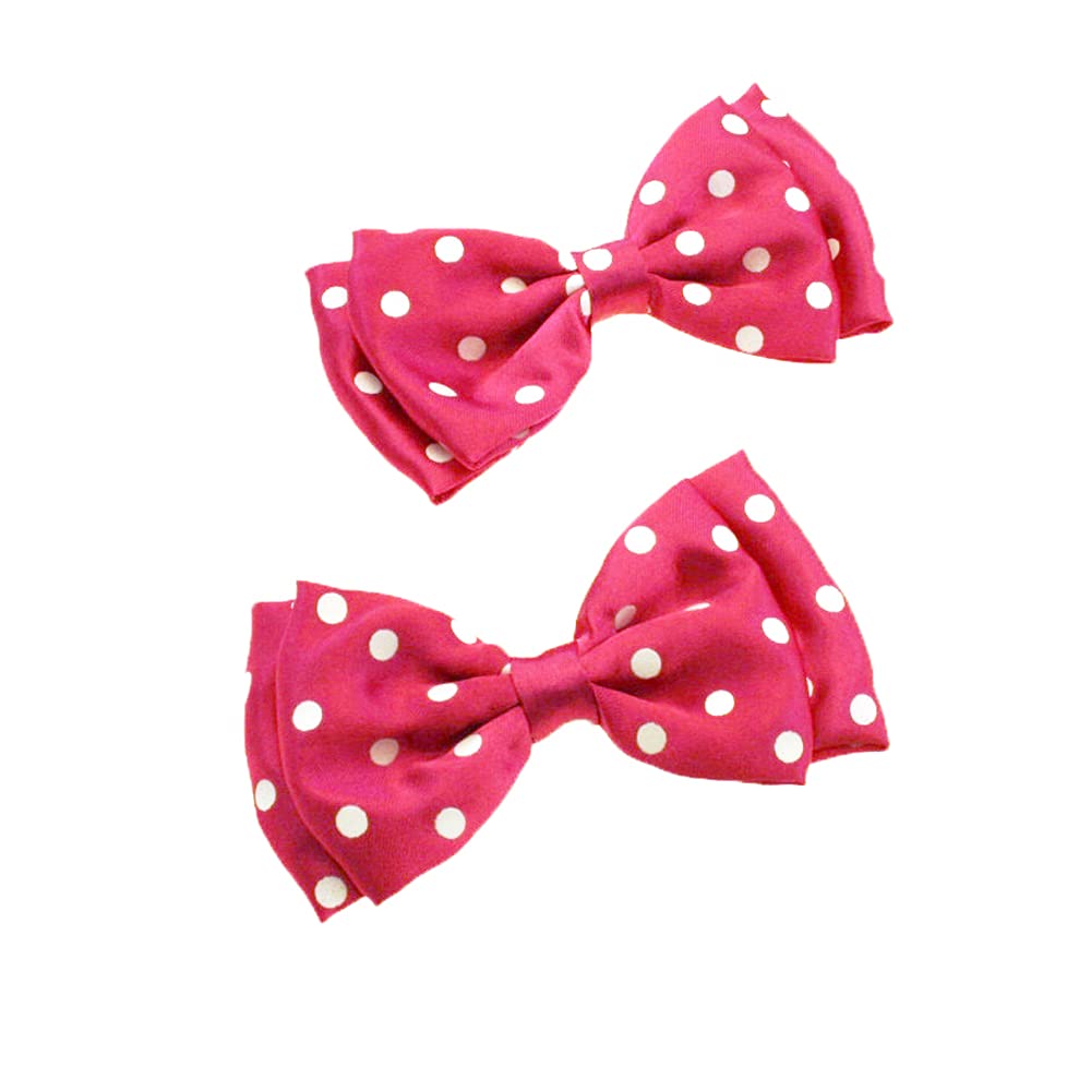 Zac's Alter Ego Satin Polka Dot Double Bow On Crocodile Clip