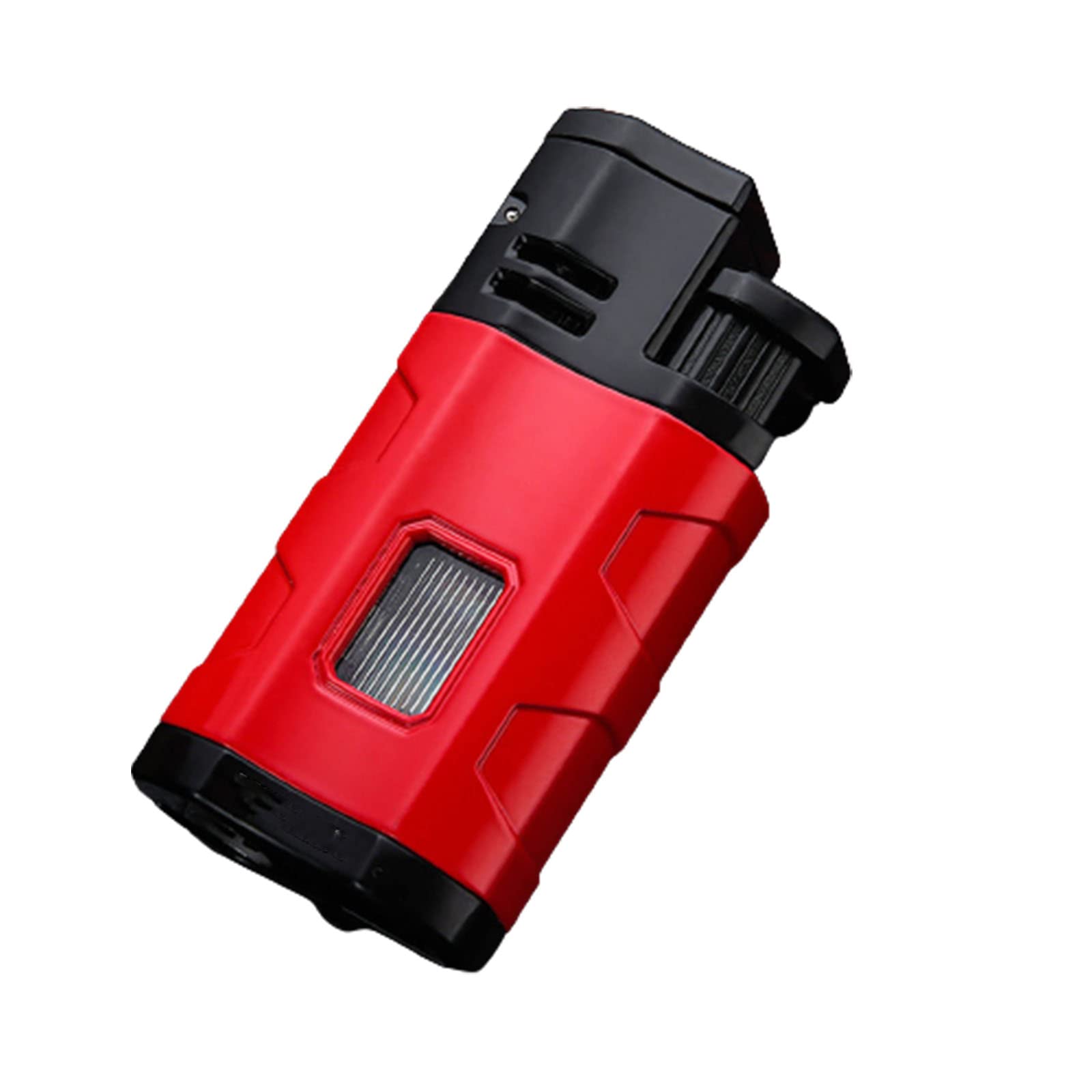 Jet Torch Encendedor de Cigarros Butano 3 Llama Azul Encendedor a Prueba de Viento con Cortador de Cigarros Ventana de Gas Visible Sin Combustible,Red