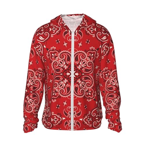 Peynir Paisley Bandana Boho Red Sun Protection Hoodie Jacket Fashion Summer Sunscreen Clothing For Women Men