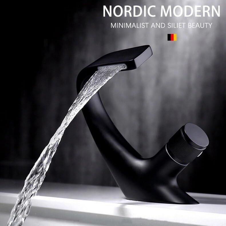 Robinet de salle de bain mitigeur lavabo vasque en laiton noir chrome
