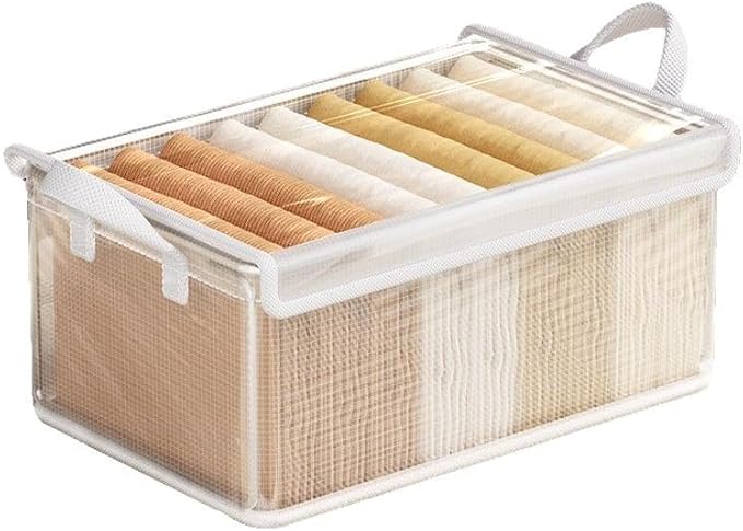 Clothing Storage Bin, Multi-Tiered Transparent Organizer, Storage Basket for Home Use (With lid)