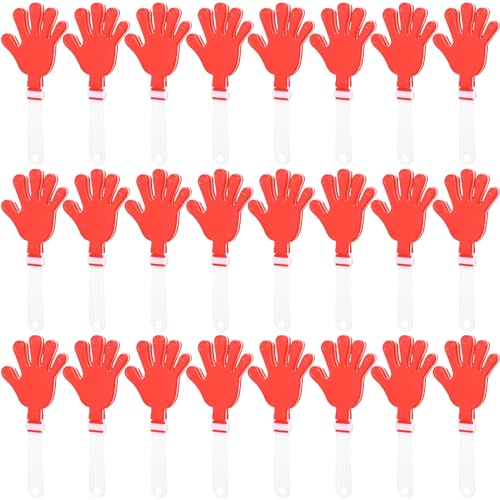ZCYSRLQIN 24 Pcs Hand Clappers 7.5 Inch Plastic Clappers Noisemakers Party Favors Clapping Noise Maker Birthdays Game Prizes Classroom Rewards Football Sporting Events Cheers Supplies (Red,White)